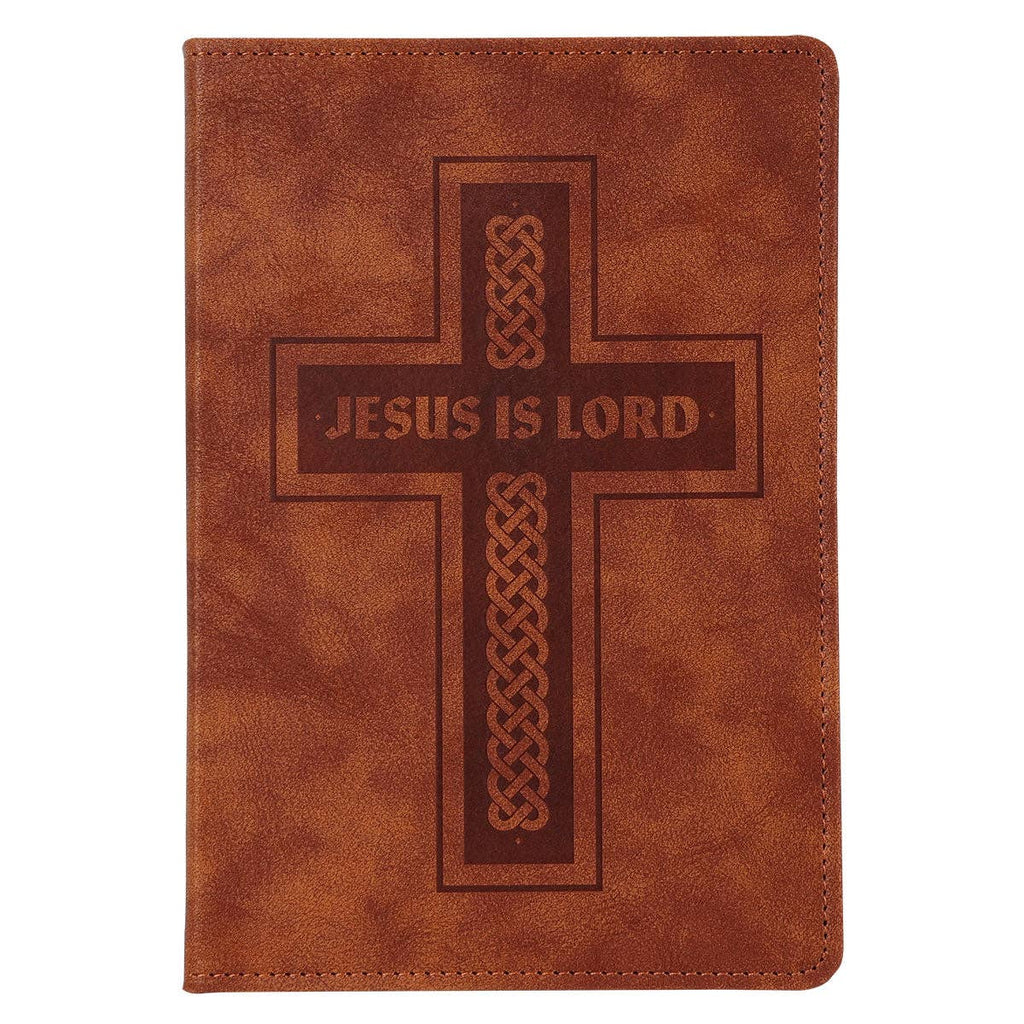 Kerusso Mens Faux Leather Journal - Jesus Is Lord Cross: Brown