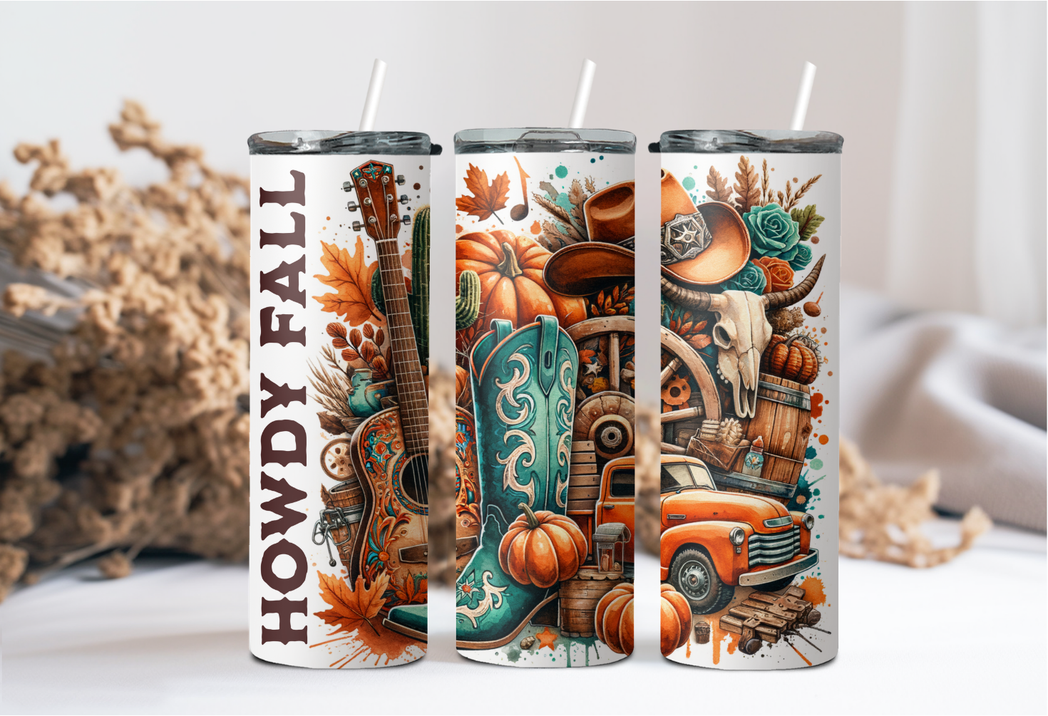 Howdy Fall Orange Truck Tumbler