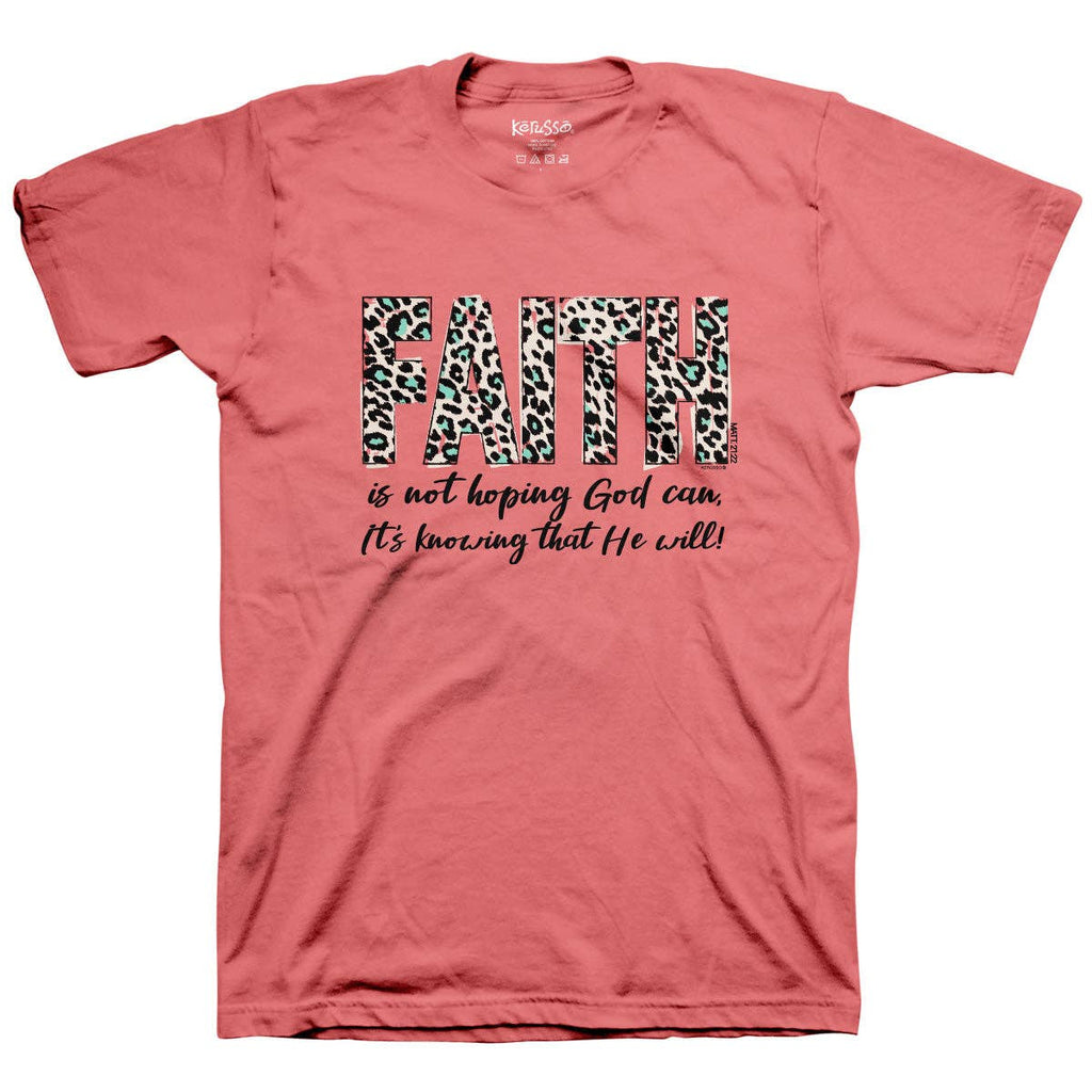 Kerusso Womens T-Shirt Faith Leopard: Sorbet / Small