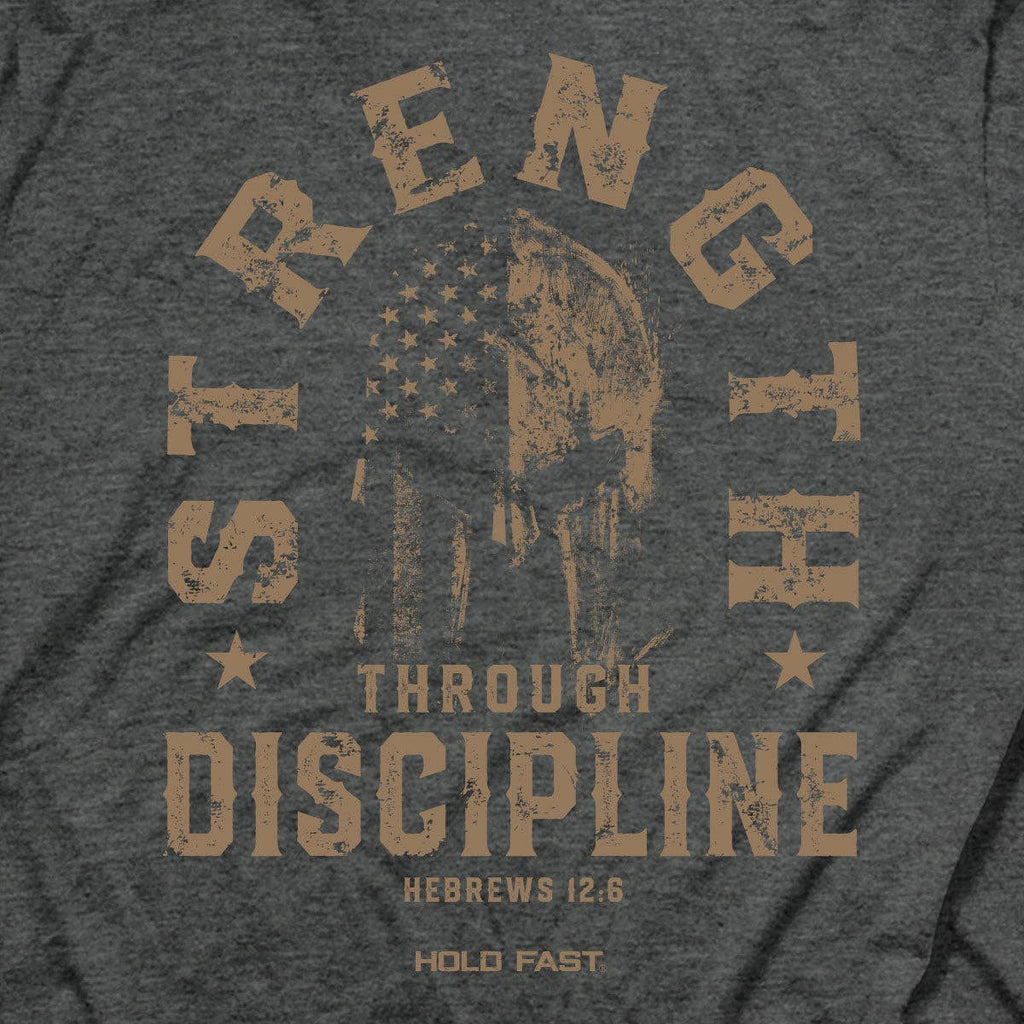 HOLD FAST Mens T-Shirt Strength Through Discipline: Dark Heather / MD