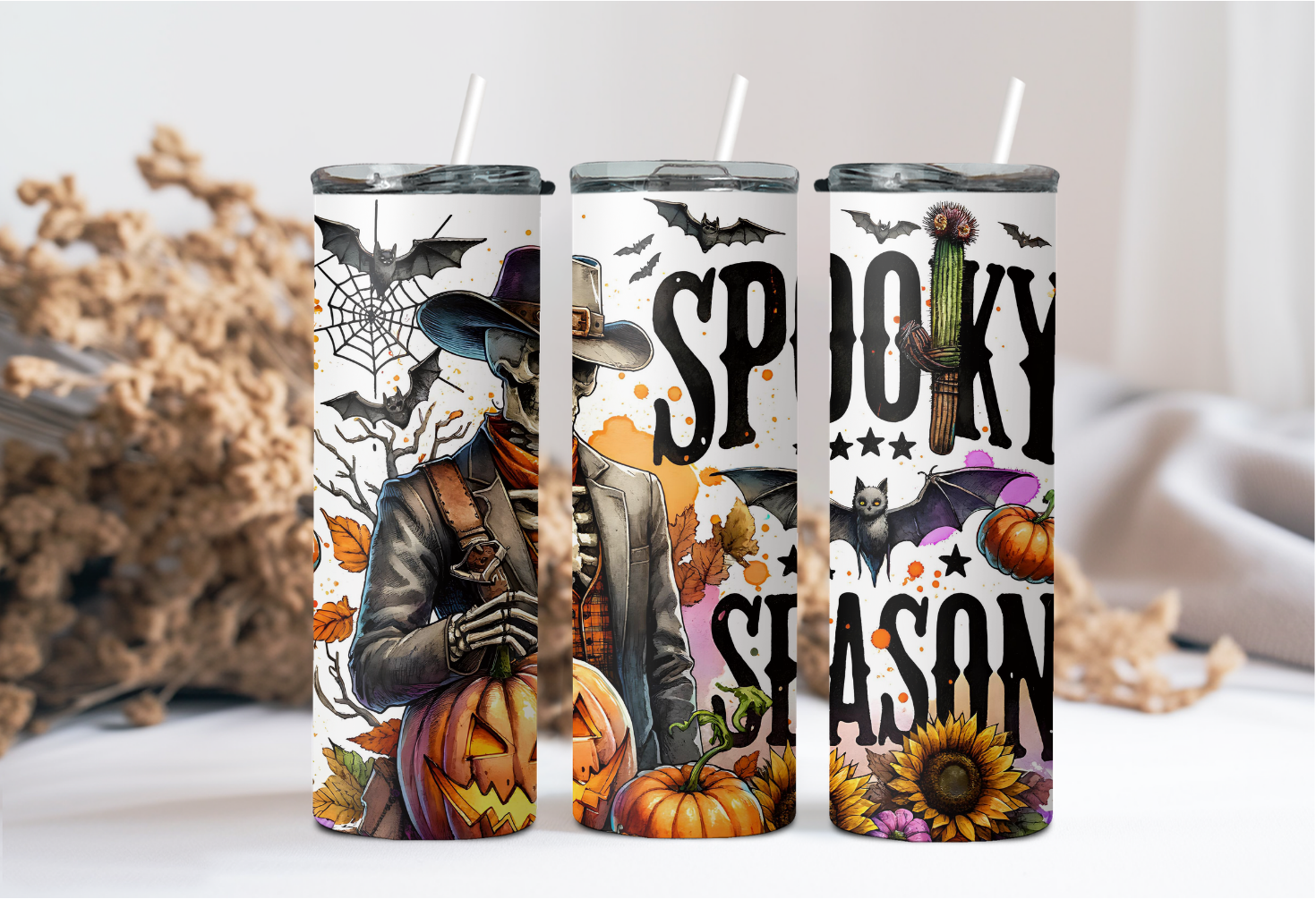 Spooky Season Cowboy Skull Tumbler