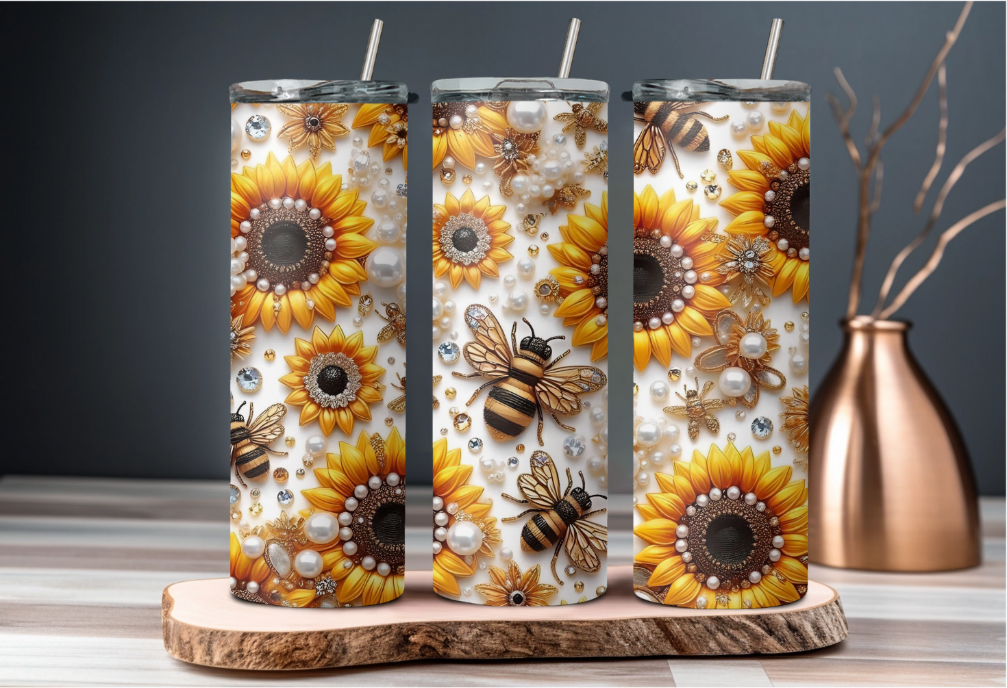 Golden Sunflower Bee Tumbler