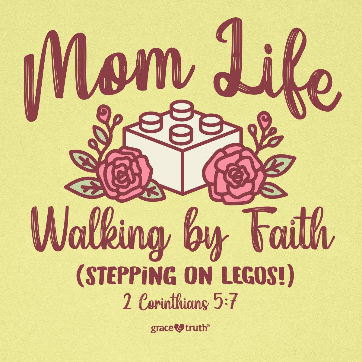 Grace & truth Womens T-Shirt Mom Life: Cornsilk / Medium