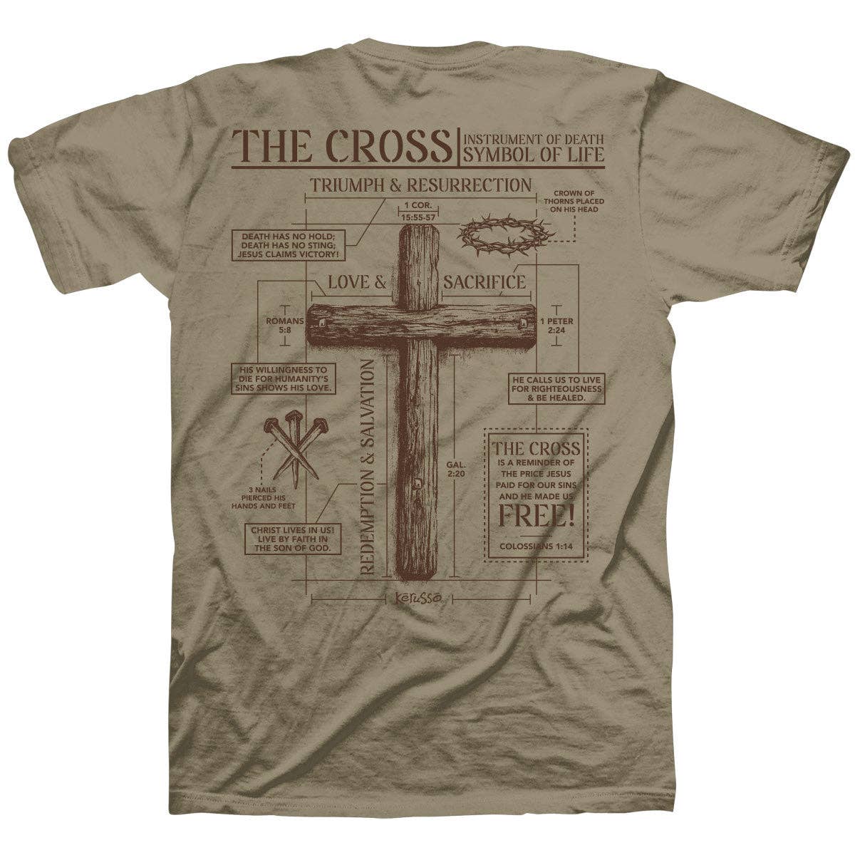 Kerusso Christian T-Shirt The Cross: Khaki / XL
