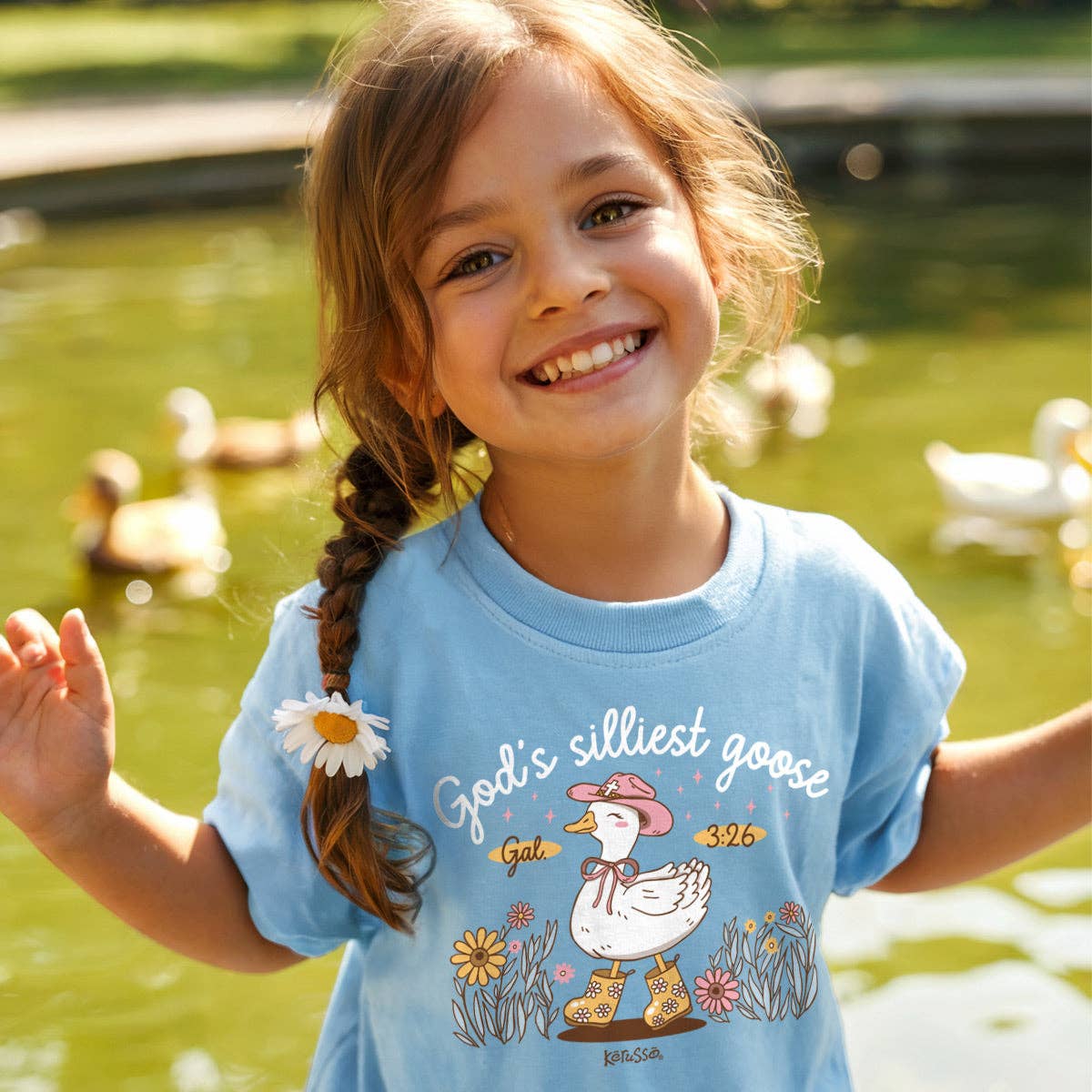 Kerusso Kids T-Shirt Silly Goose: Light Blue / LG