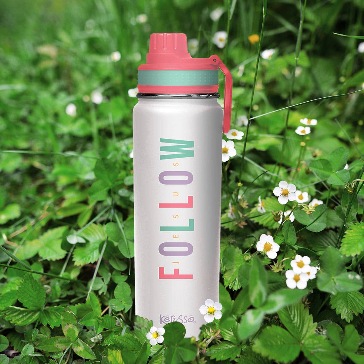 Kerusso 24 oz Stainless Steel Bottle Follow: White / 24 oz
