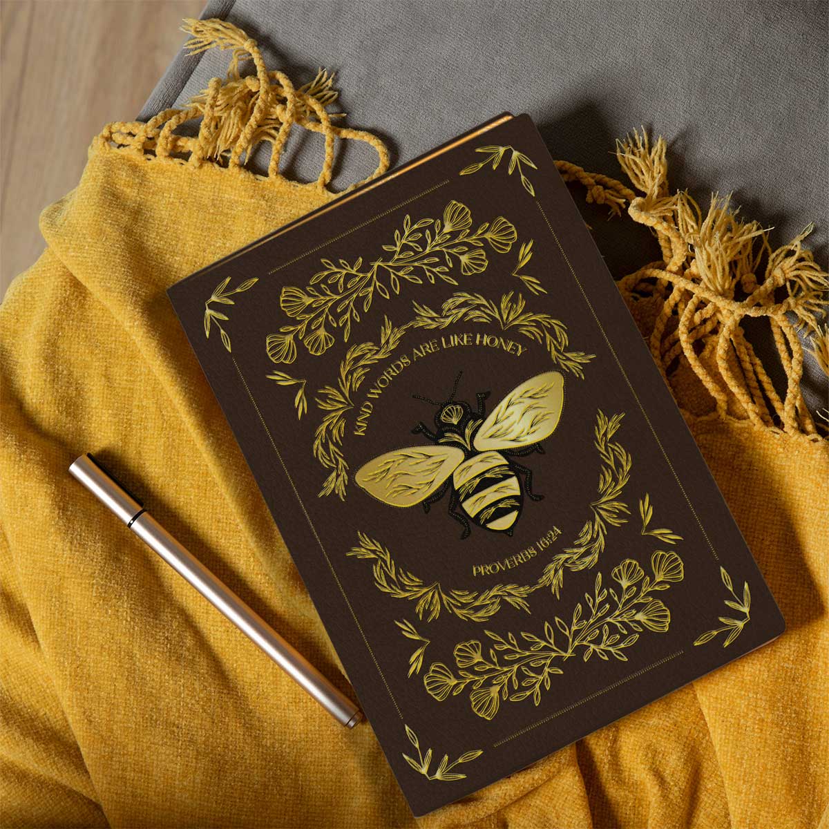 Kerusso Womens Faux Leather Journal - Bee: Brown