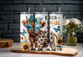 Kinda Boujee Lepard Highland Cow Tumbler