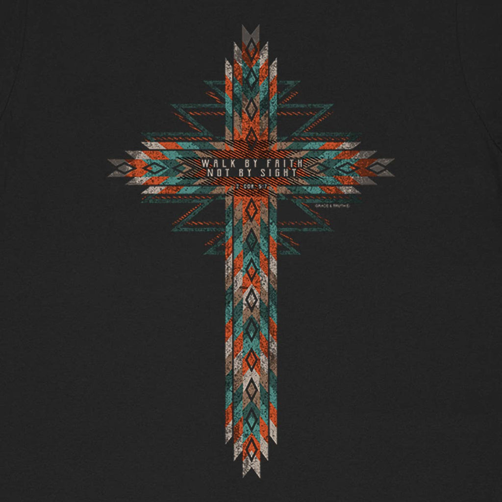 Grace & truth Womens T-Shirt Southwestern Cross: Black / Medium