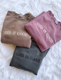 God is Good Embroidered Sweatshirt - Christian Faith Graphic: Maroon