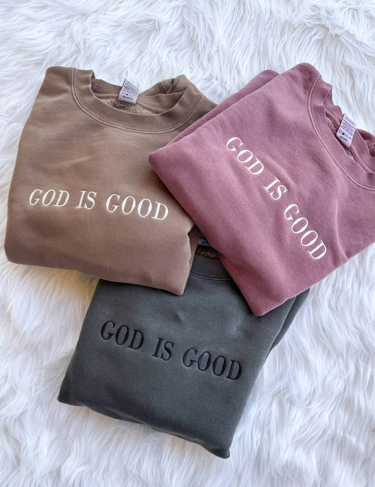 God is Good Embroidered Sweatshirt - Christian Faith Graphic: Maroon