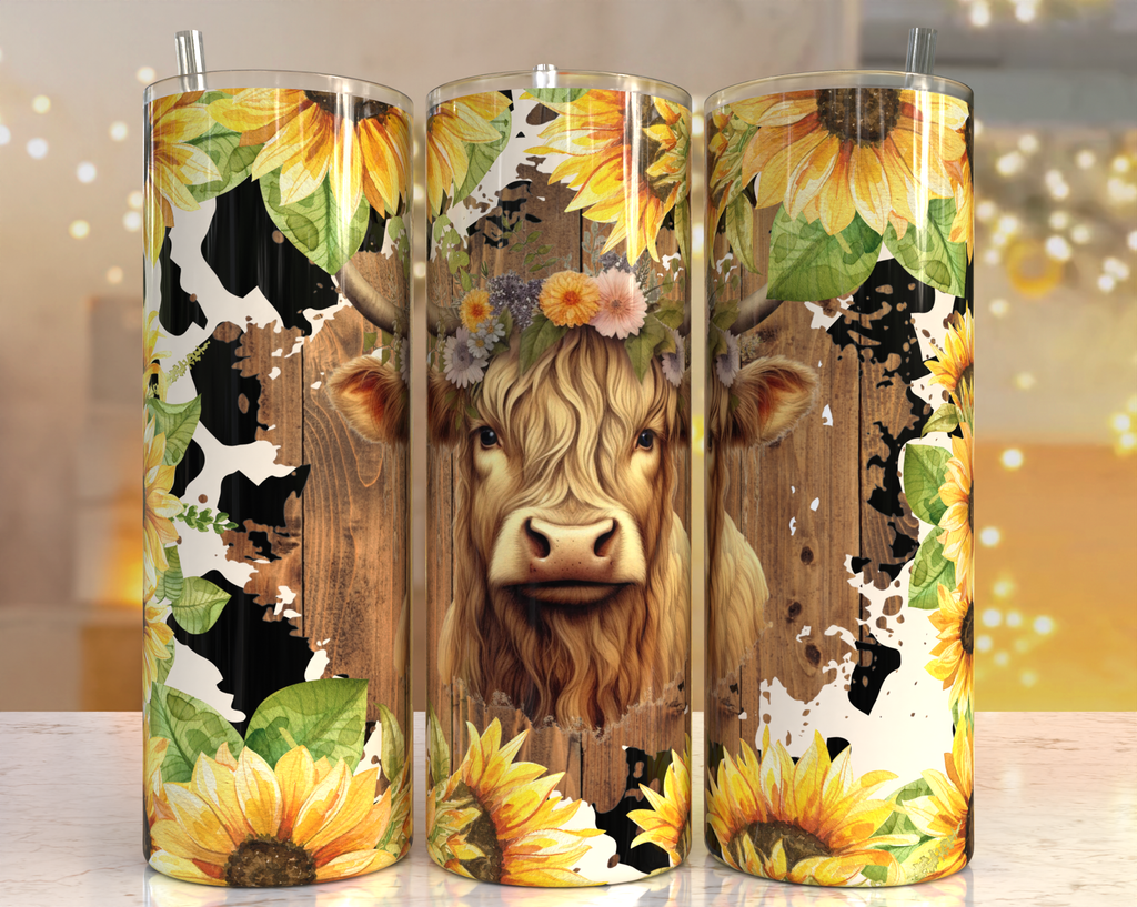 Western Highland Cow Tumbler: Blue