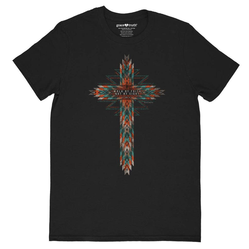 Grace & truth Womens T-Shirt Southwestern Cross: Black / Medium
