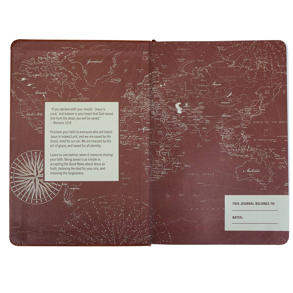 Kerusso Mens Faux Leather Journal - Jesus Is Lord Cross: Brown
