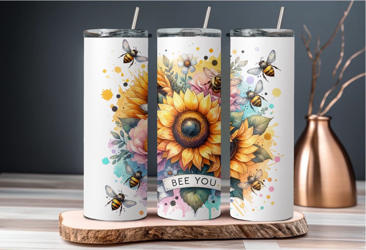 Bee You Tumbler: Floral Burst