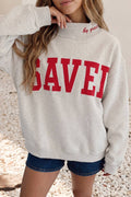 LDC Saved By Grace Mock Neck Sweatshirt: Gray